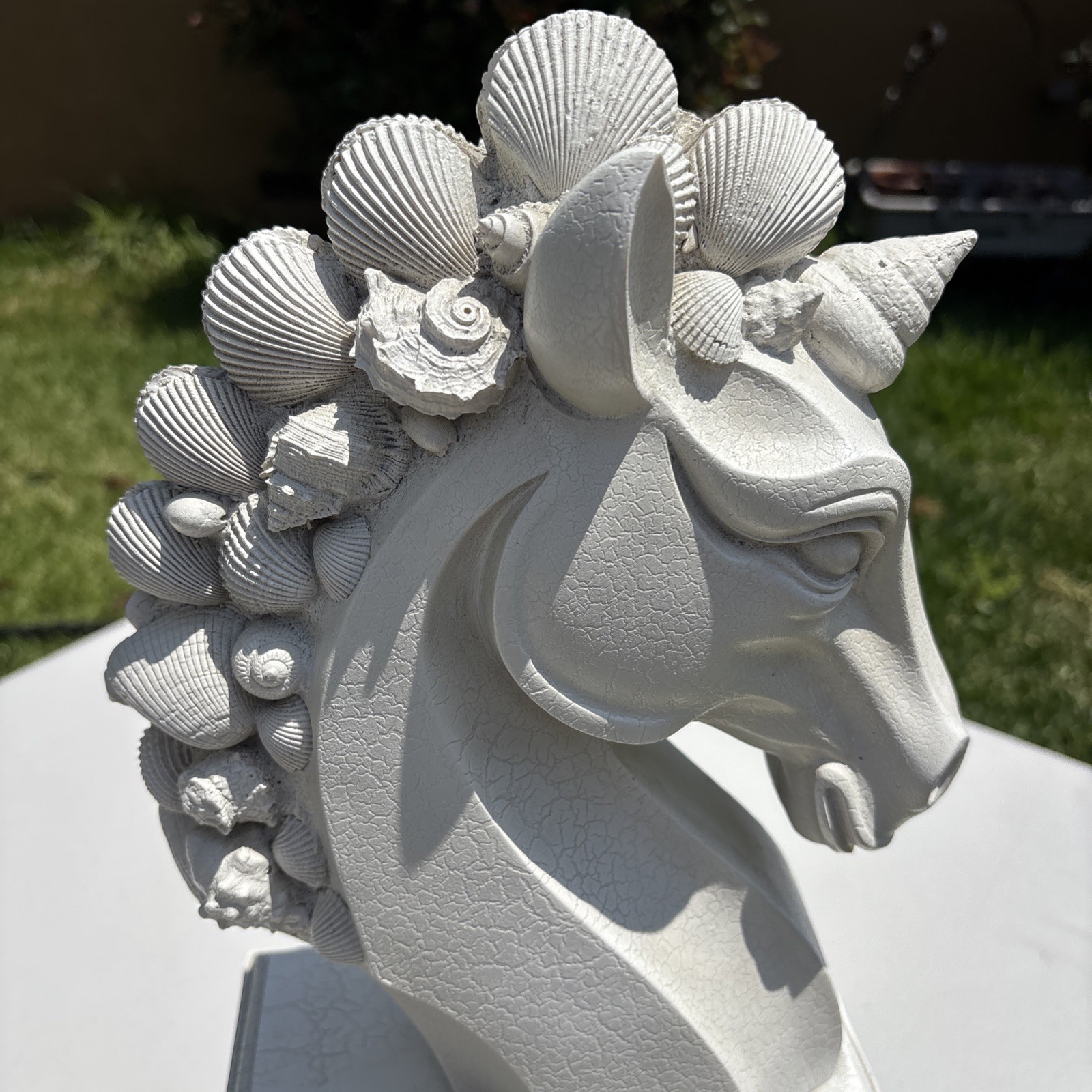 RARE Unicorn Bust Statue TMS 2005 Beautifully Detailed Seashell Mane 19″ 9lb