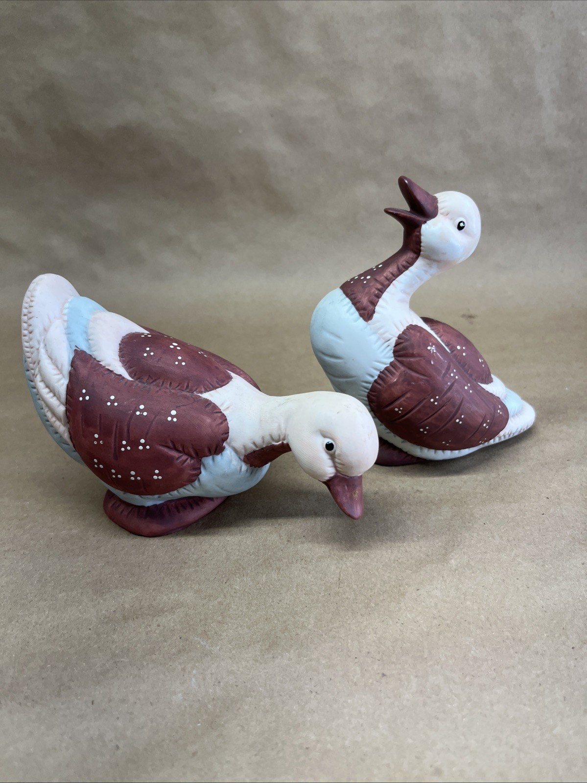 Vintage 1980’s Ceramic Country/Farmhouse Geese Ducks Quilted 3D Patchwork Set 2