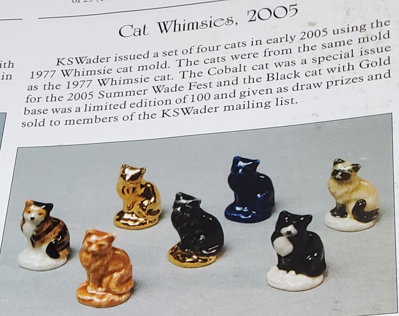Wade Whimsies Cat Porcelain Figurines RARE Ginger KS Wader LE 1977 #38 Tom Smith