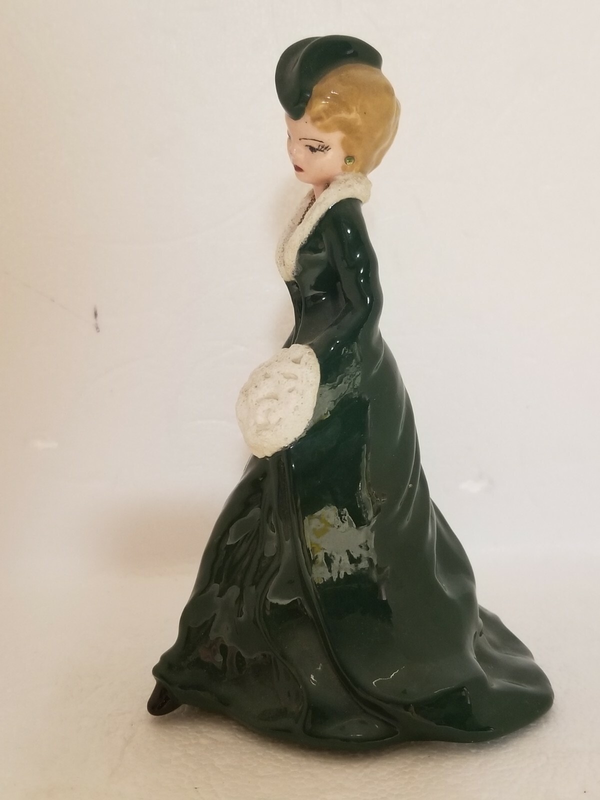 Vintage Elegance Porcelain Winter Lady Figurine Necklace & Earrings Rhinestones