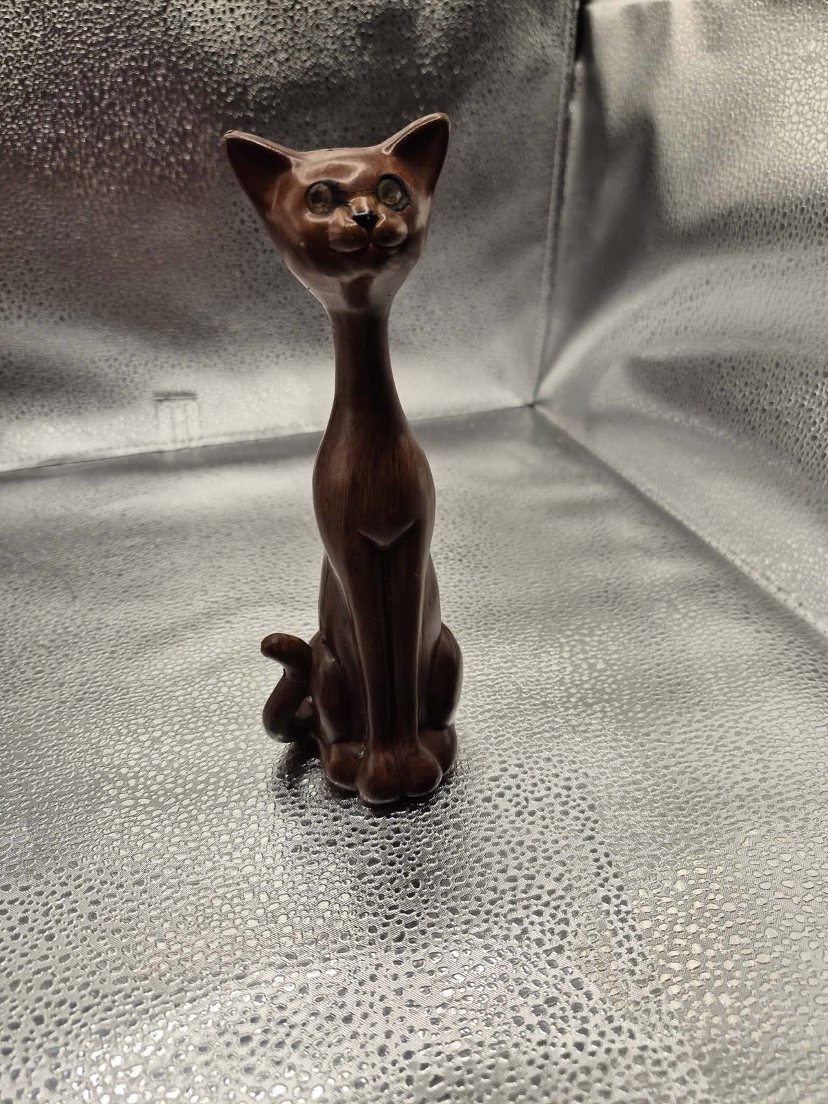 Cute & Kitschy MCM Long Neck Celluloid Cat & Poodle Dog Retro Midcentury Statues