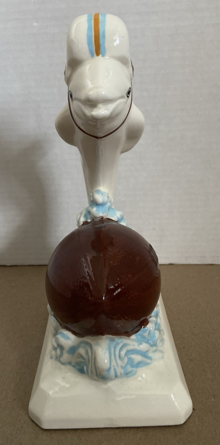 Hand Painted Glazed Garrard 228 Football Dolphin painted in Miami Dolphin Colors