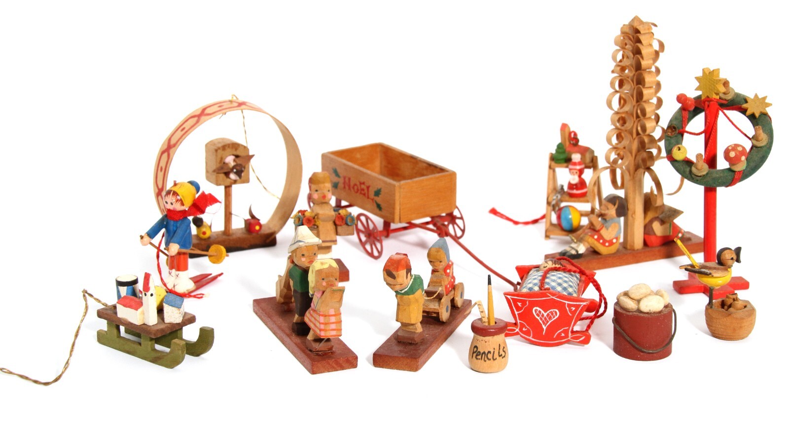 Four Jobin Brienz Switzerland and Assorted Wooden Figurines