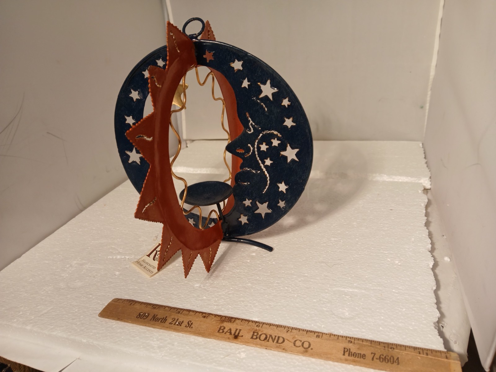 New Vtg 2000 Regal Art & Gifts 10″ Metal Sun Moon Stars Handcrafted Home Accents