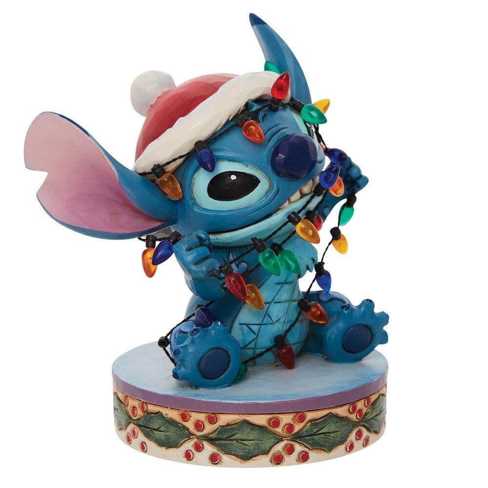 ❦ New JIM SHORE DISNEY Figurine STITCH WRAPPED IN CHRISTMAS LIGHTS Holiday Decor