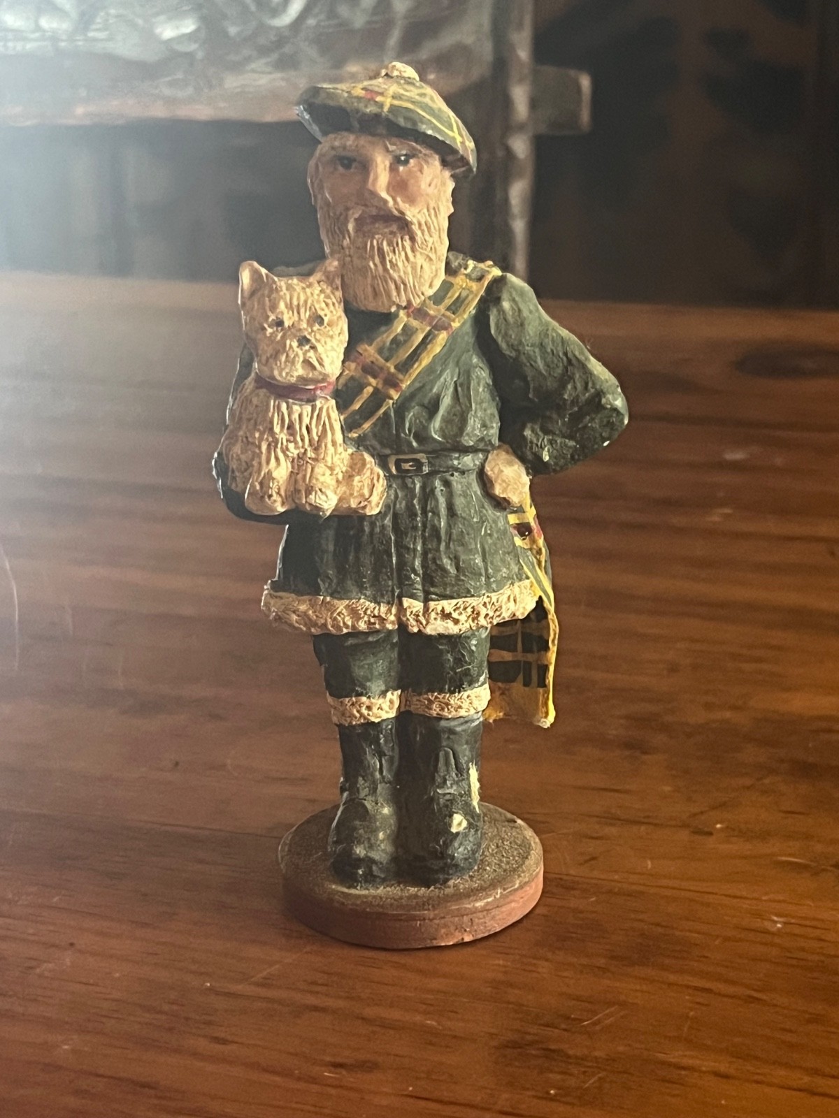 Vintage Scottish Man in Traditional Scottish Kilt Holding a Scottish Terrier )