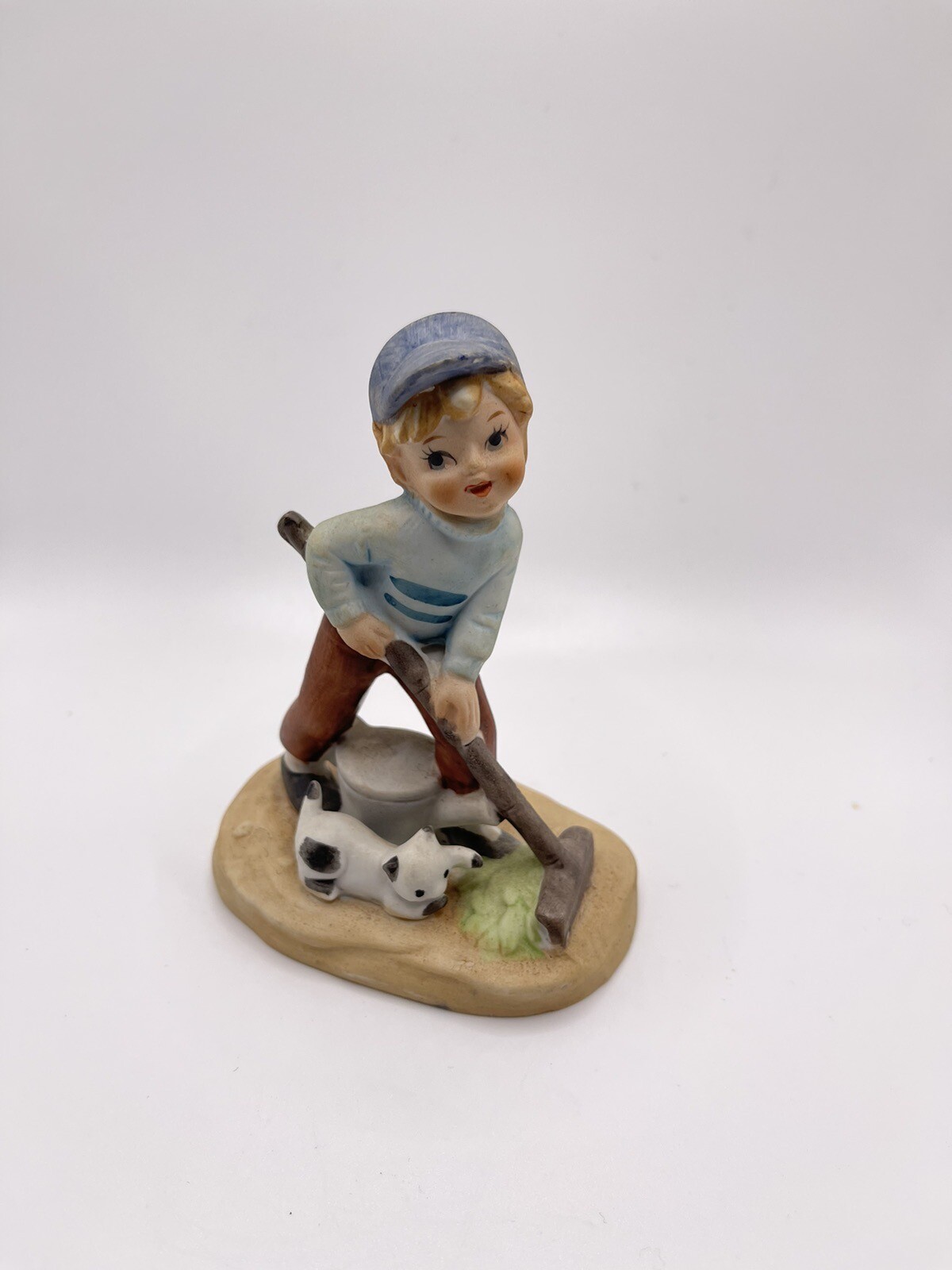 Ardco VTG Porcelain/Ceramic Gardening Boy With Kitten And Water Can