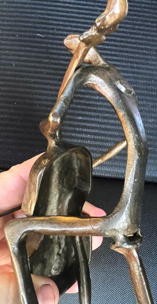 Cast Metal Bronze Art Sculpture Statue Figure Man Music Musician Cello Player