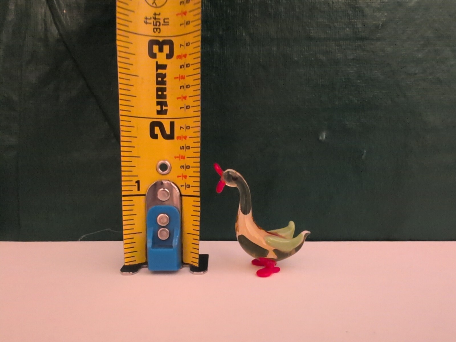 Vintage Swan Miniature Glass Figurine Hand Blown Art Glass Clear Yellow Red
