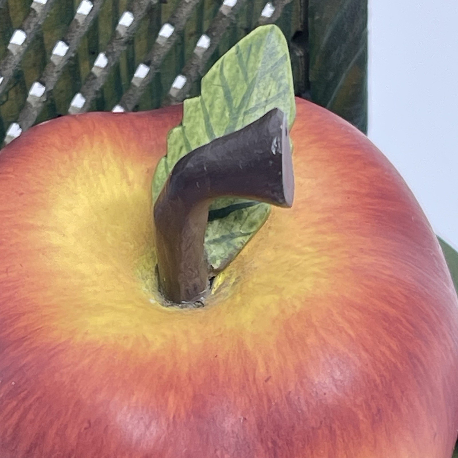Vintage 2004 Anthropomorphic Apple Shelf Sitter Wood Cottage Core Rustic Signed