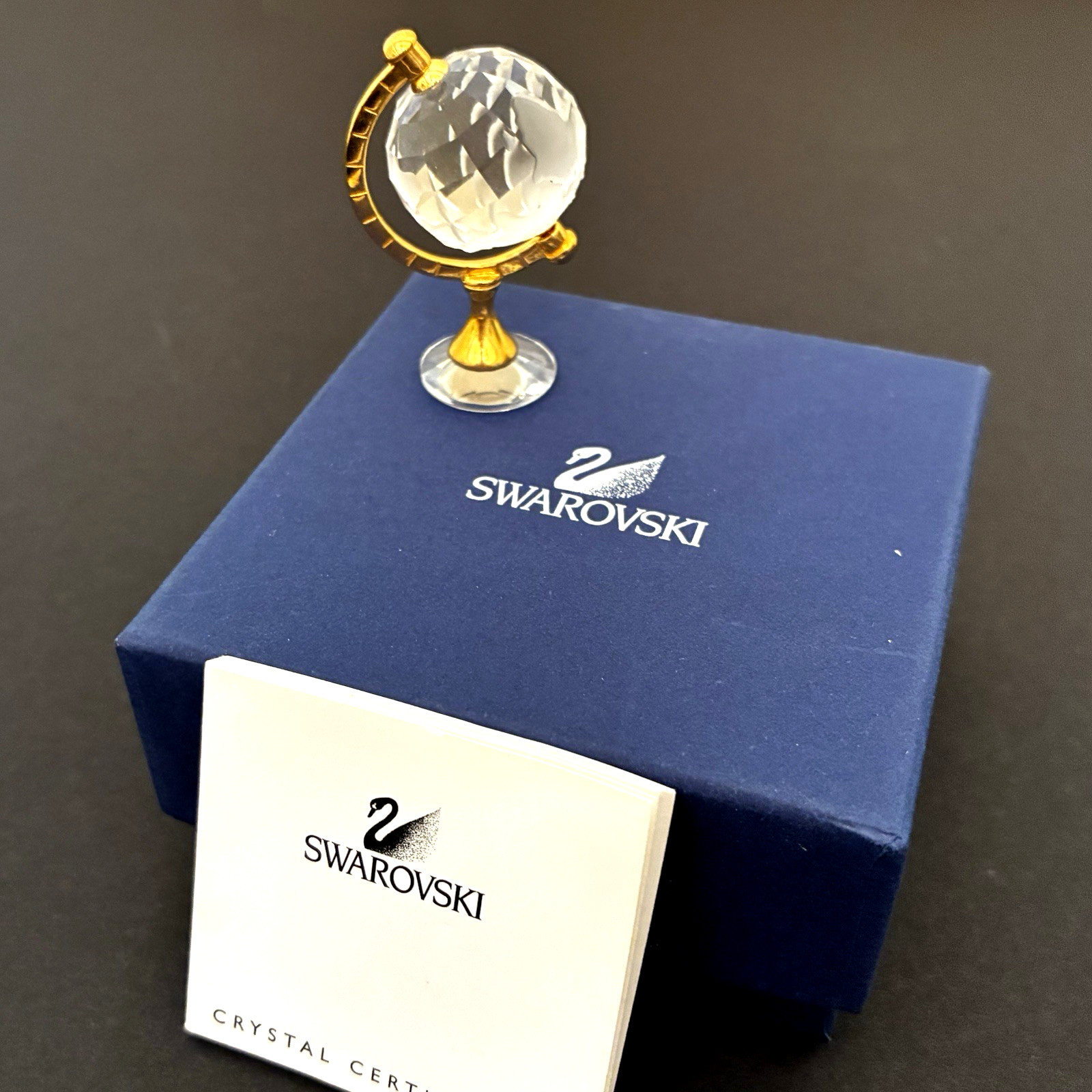 Swarovski World Globe Crystal Memories Mini Figurine Og Box COA Retired Rotates