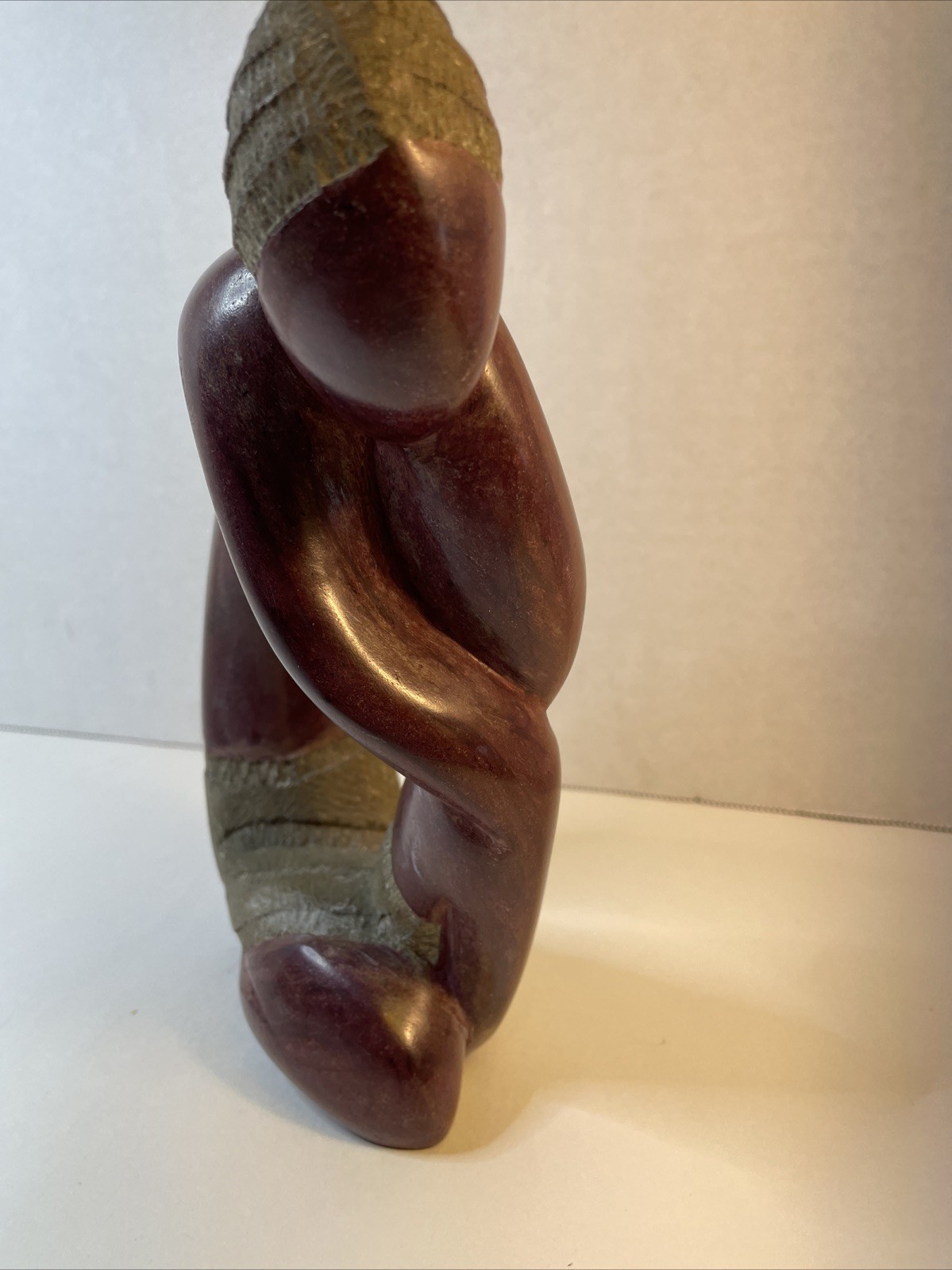 Thinking Man Vtg Stone Carving Red/ Brown 8 1/2”