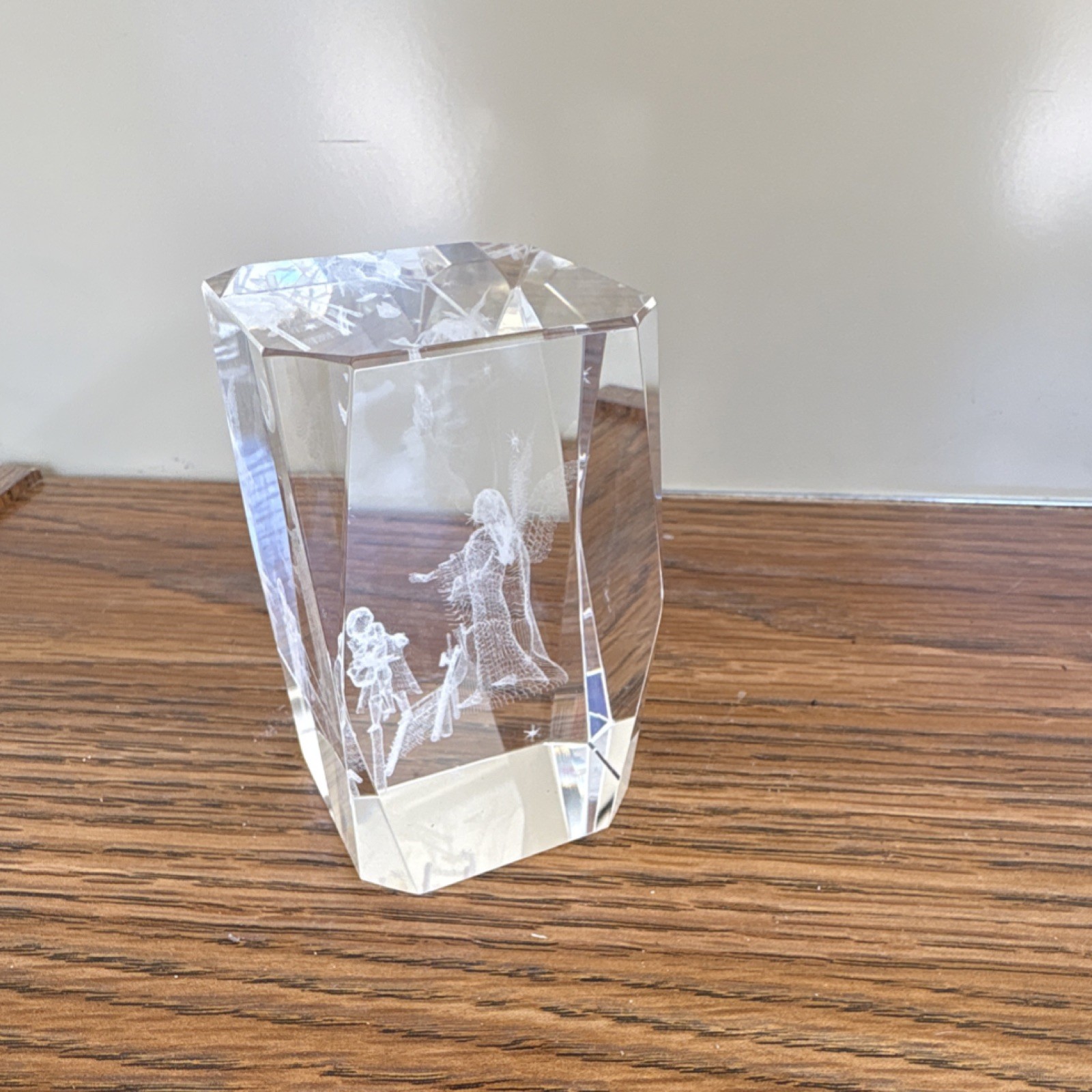 Crystal Angel Figurine Clear 3D Effect Glass Sculpture Decorative Adults Theme