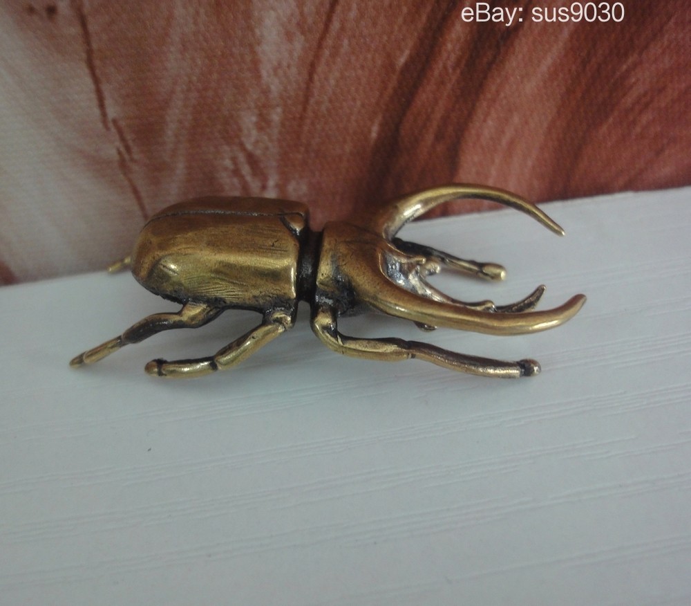 Solid Brass Rhinoceros Insect Statue Home Ornament Birthday Gifts