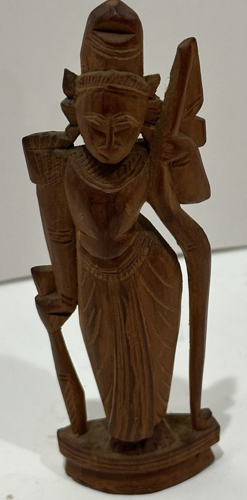 Vintage Wooden Carved Goddess Figurine Made in India Approx. 3 3/4 x 1 1/4