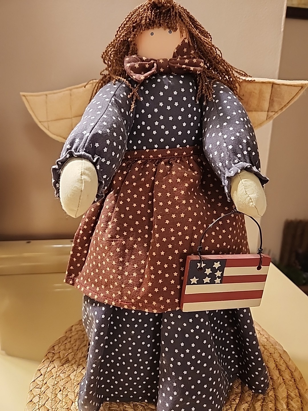 Miss Elle Artisan Flair Americana Angel Doll 16″ Patriotic Folk Art Decor