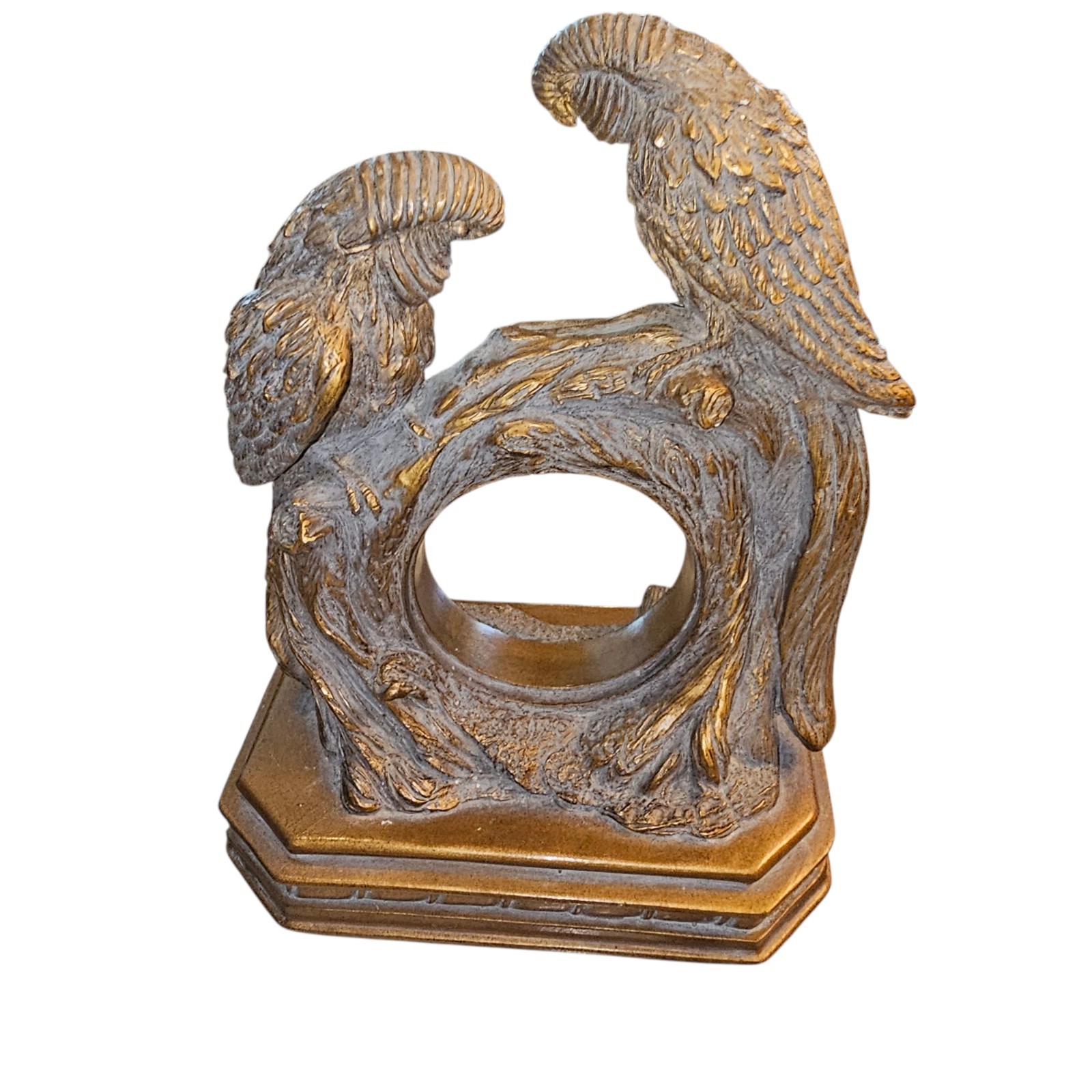 Parrots Platform Clock or Picture Holder Made Of Plaster Of Paris