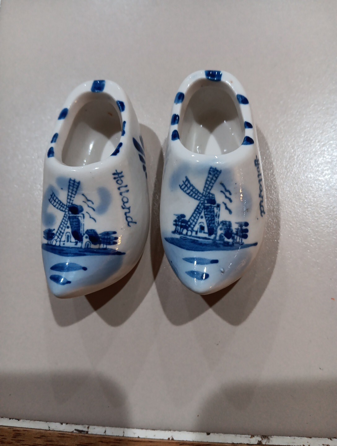 Antique Delft Blue Holland Souvenir Miniature Dutch China Clogs Shoes Decor