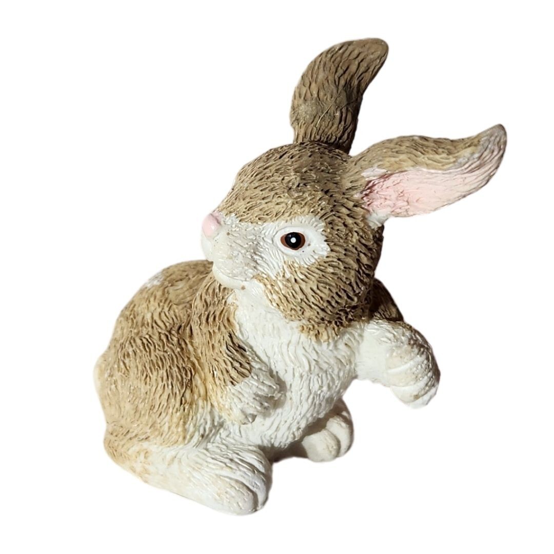 Brown Bunny Rabbit Easter Decor Figurine Fairy Garden Trinket 1.75 in Floppy Ear