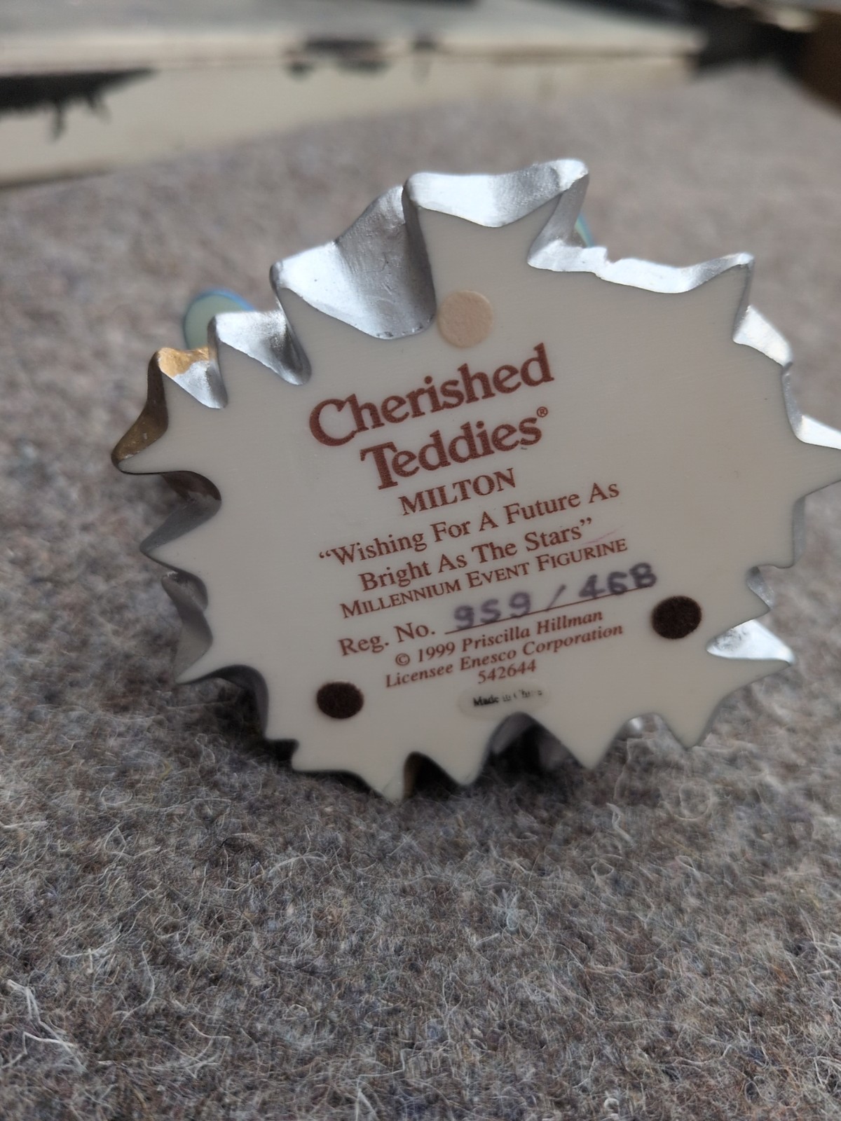 Cherished Teddies 542644 Milton Boy On Rocket Ship Millennium Event Figurine 4″