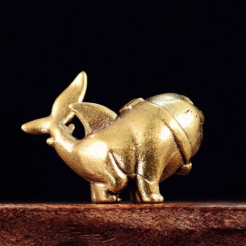 Brass Whale Animal Figurine Miniature Statue Table Desk Home Decoration Toy
