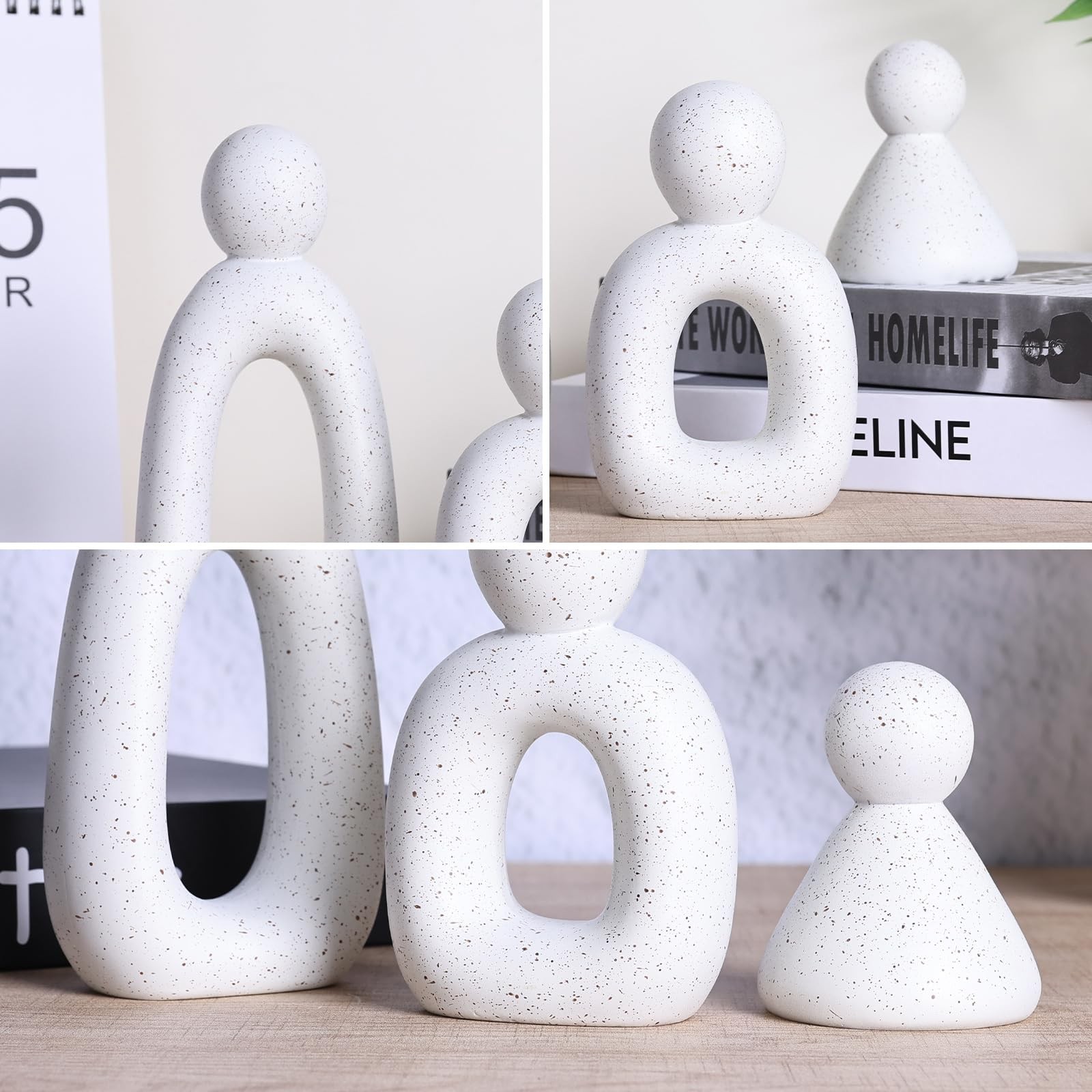 3-Piece Abstract Family of 3 Figurines | Home Decor Living Room, TV Stand Dec…
