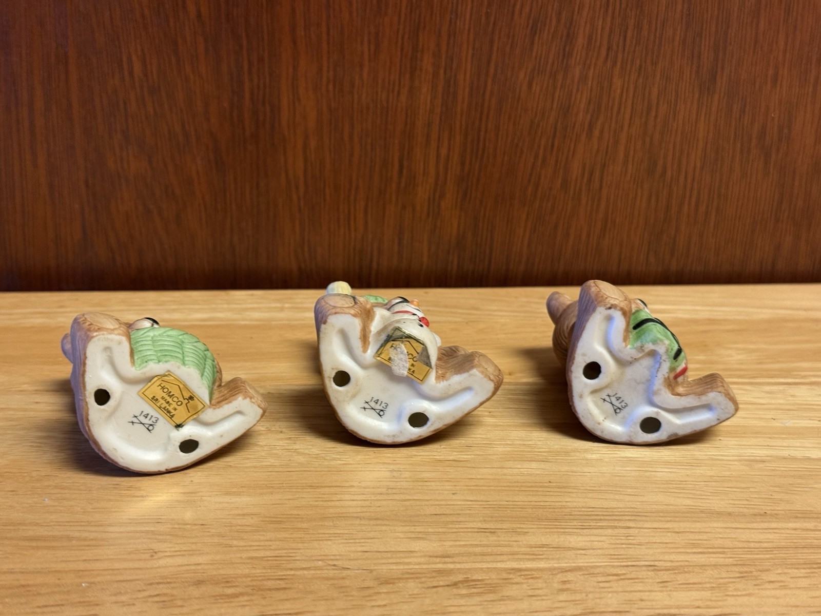 Vintage HOMCO Bear Holiday Christmas Figurines #1413 Set of 3