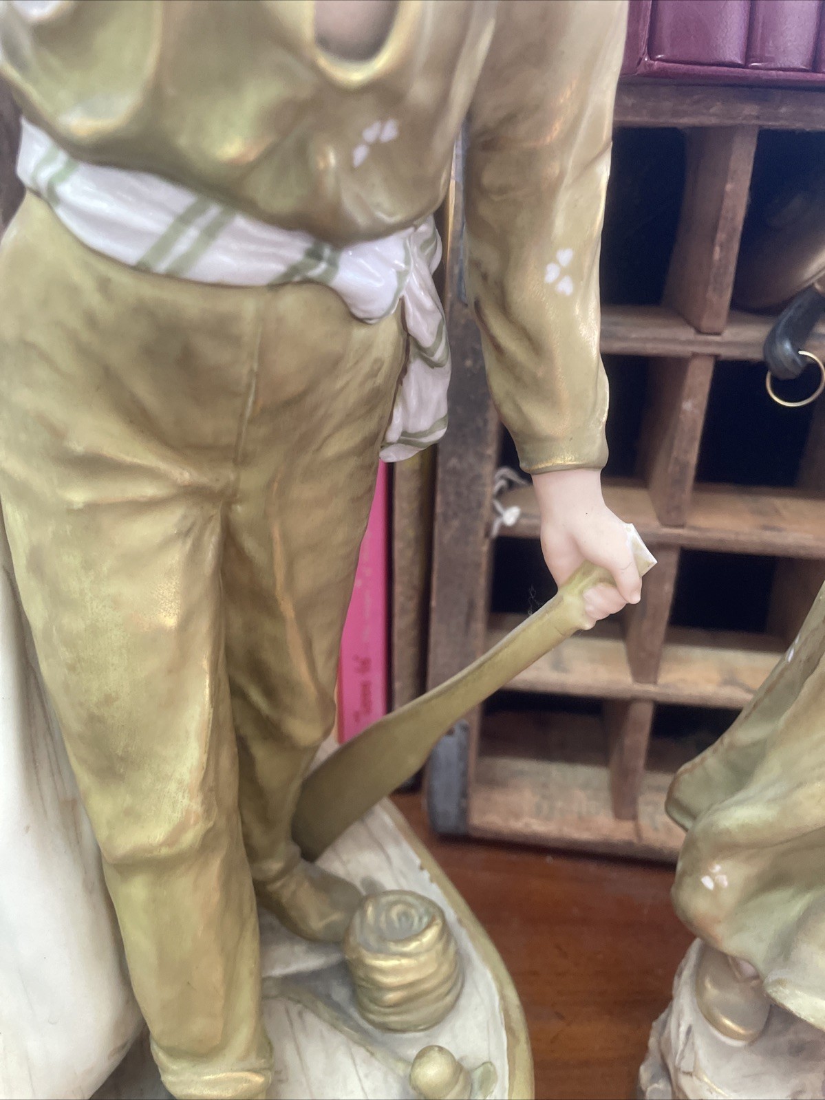 Antique Large Royal Dux Art Nouveau 17” Pair Statues Fisherman Sailor & Maiden