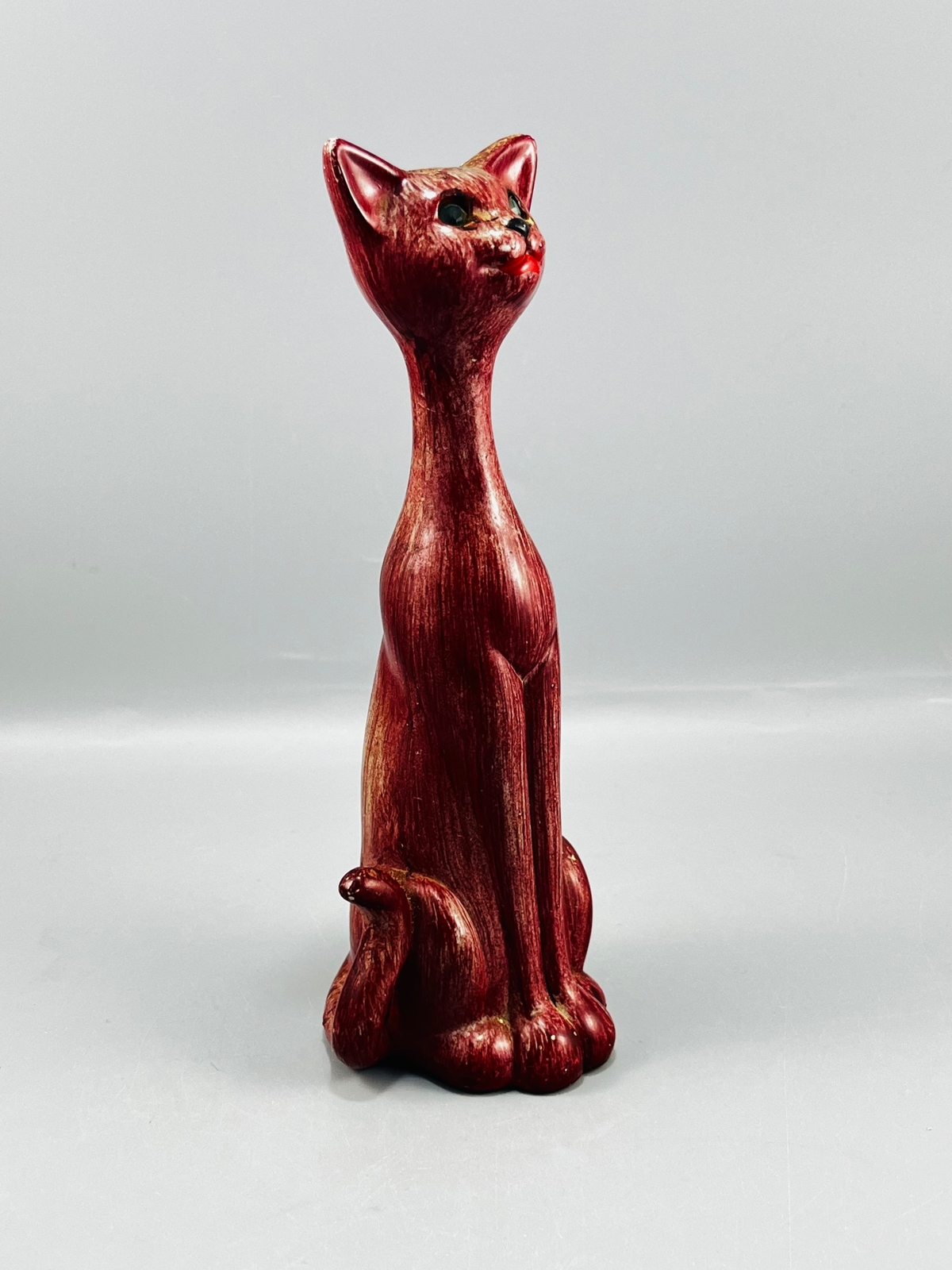 Vintage Ross Products Hong Kong Sitting Red Siamese Cat 8″ Tall