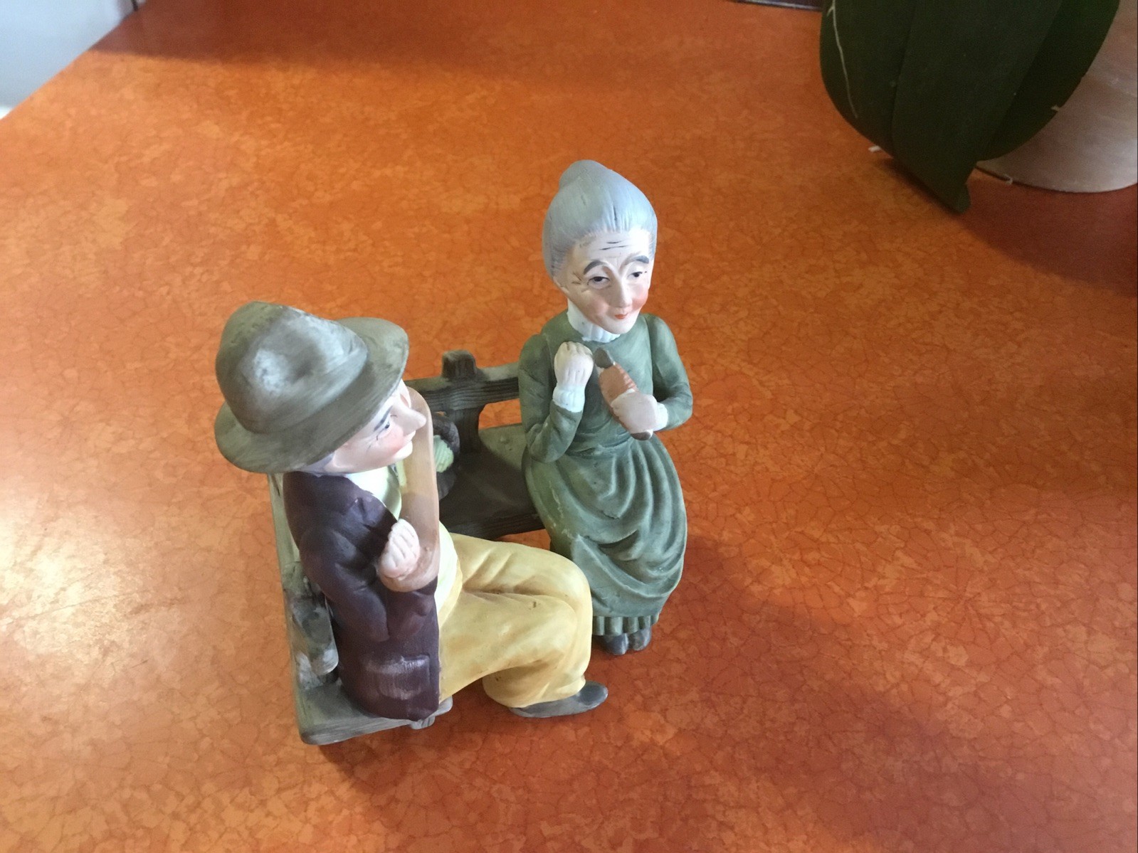 Vintage Norleans Ceramic Figurine Elderly Couple Knitting Made In Taiwan