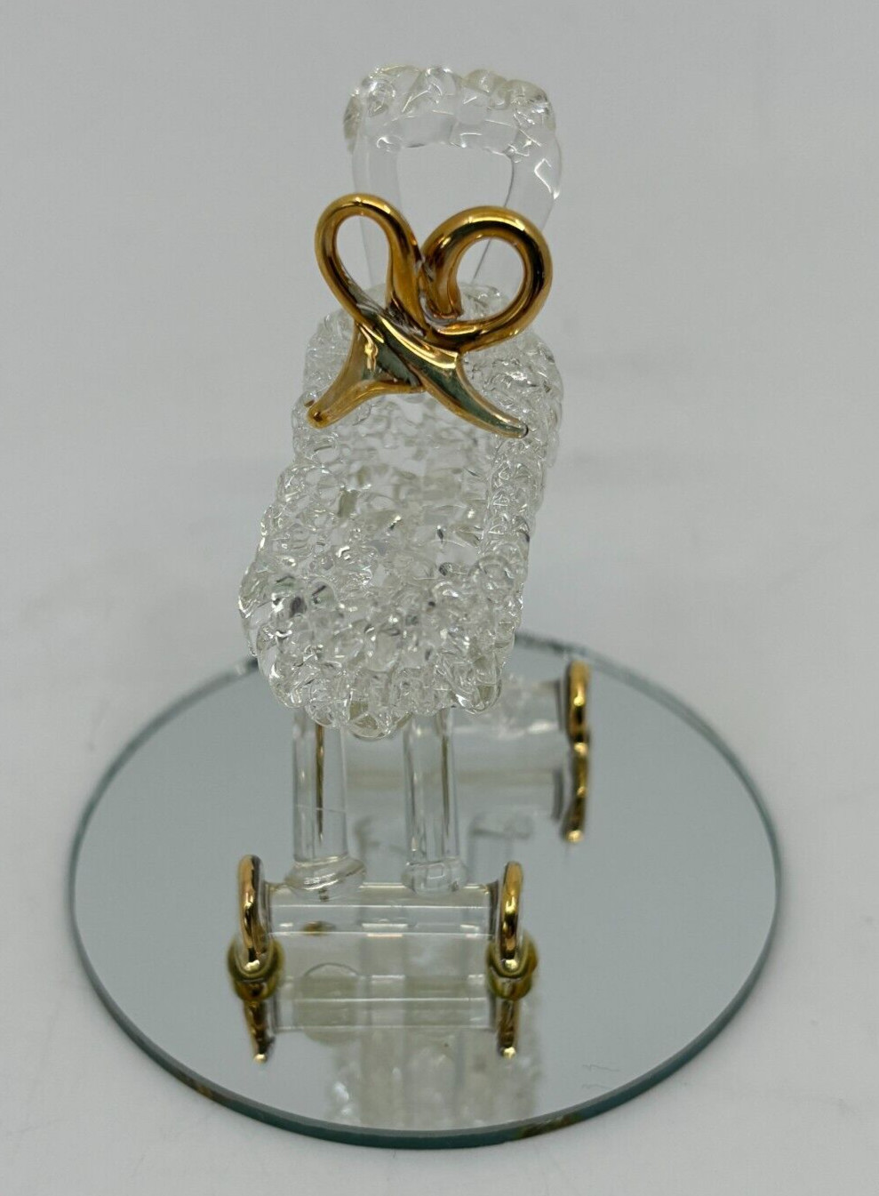 Set Of 4 Spun Glass Figurines Mirrored Base Kittens Shoe Baby Carriage Apple
