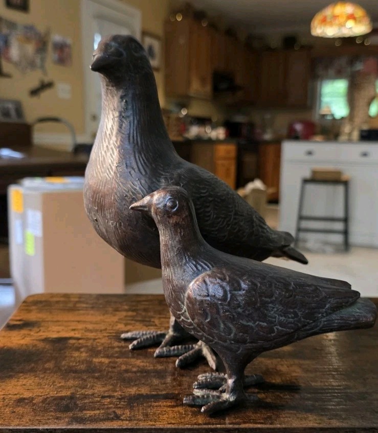 Pair (2) Andrea By Sadek Ceramic Textured Brown Bronze Finish Dove Birds – China
