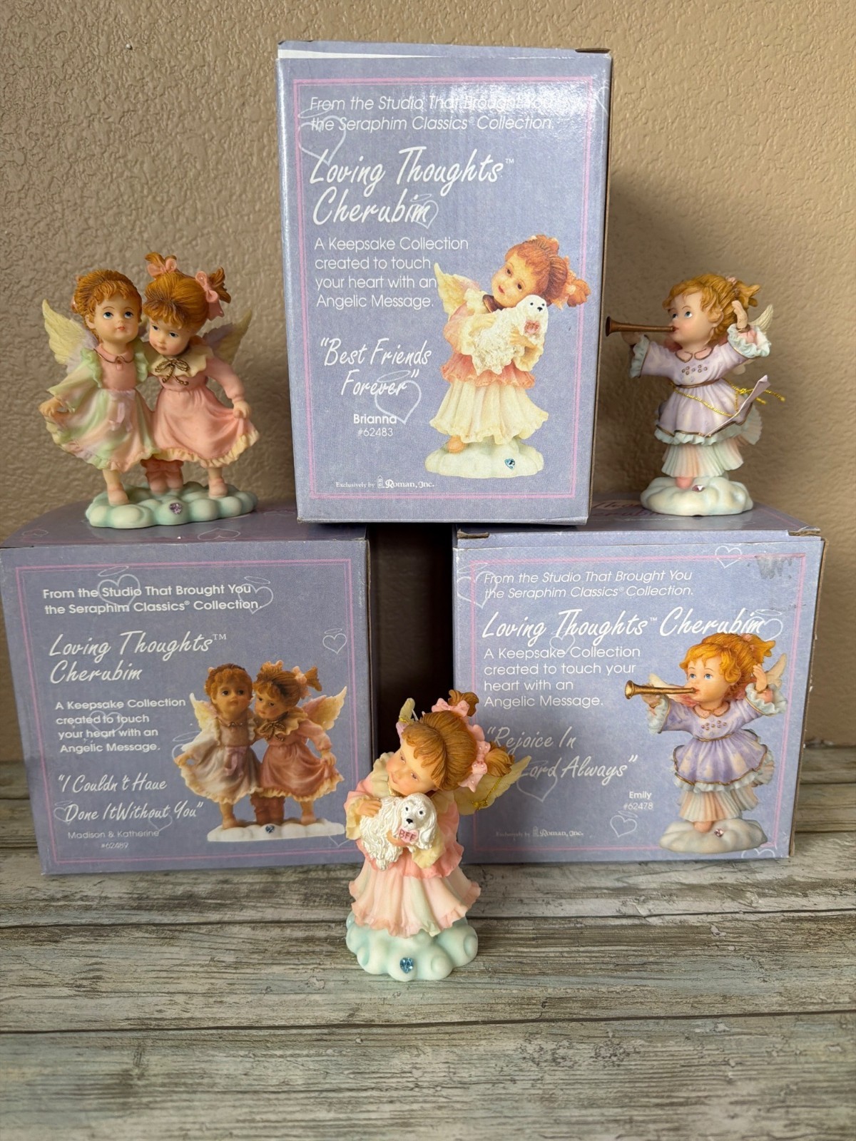 Set of 3 Roman Inc “Loving Thoughts Cherubim” Figurine Emily Best Friends w/Box