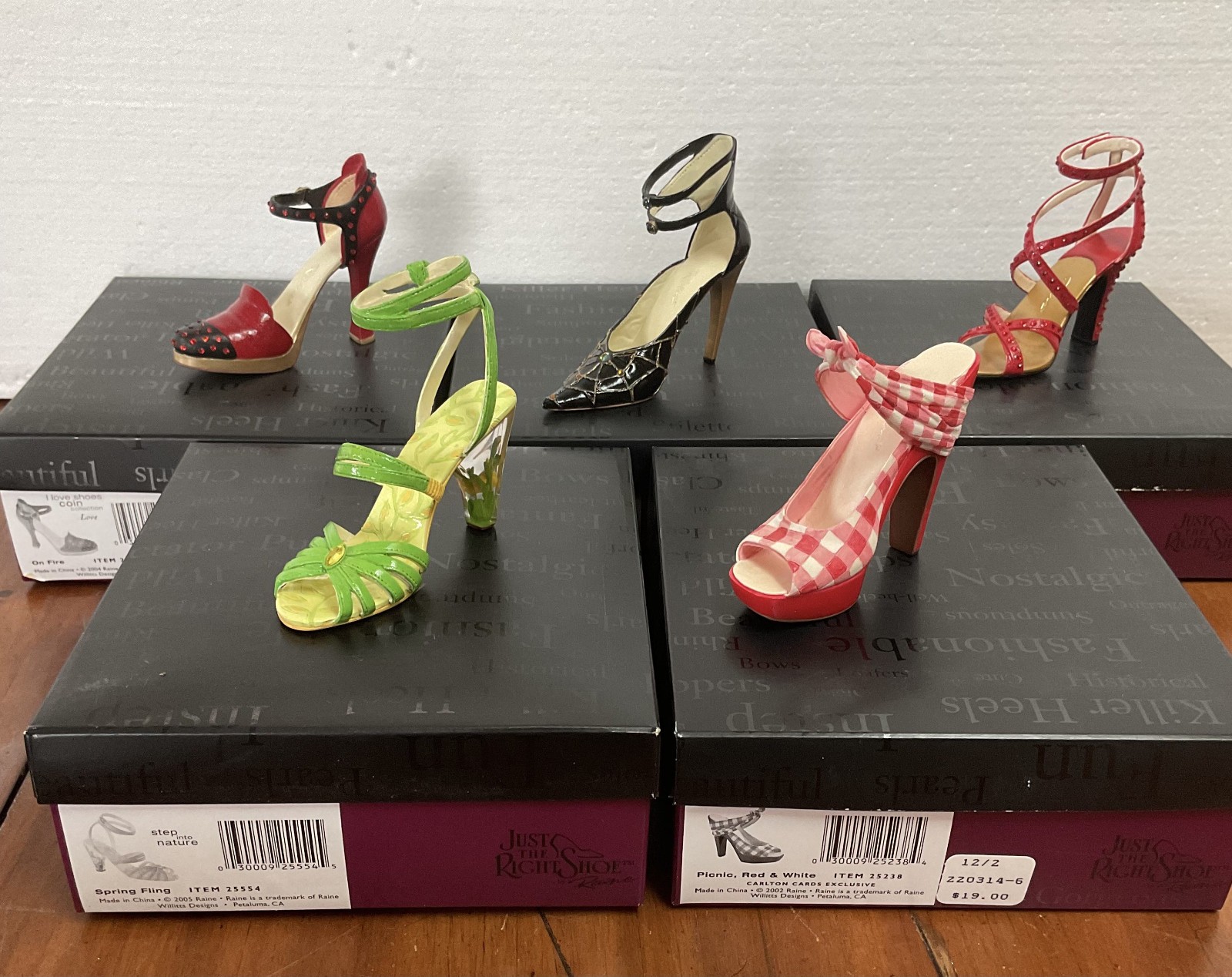 Lot of 5 Just the Right Shoe by Raine Strappy Heel Figurines w/ Boxes COAs