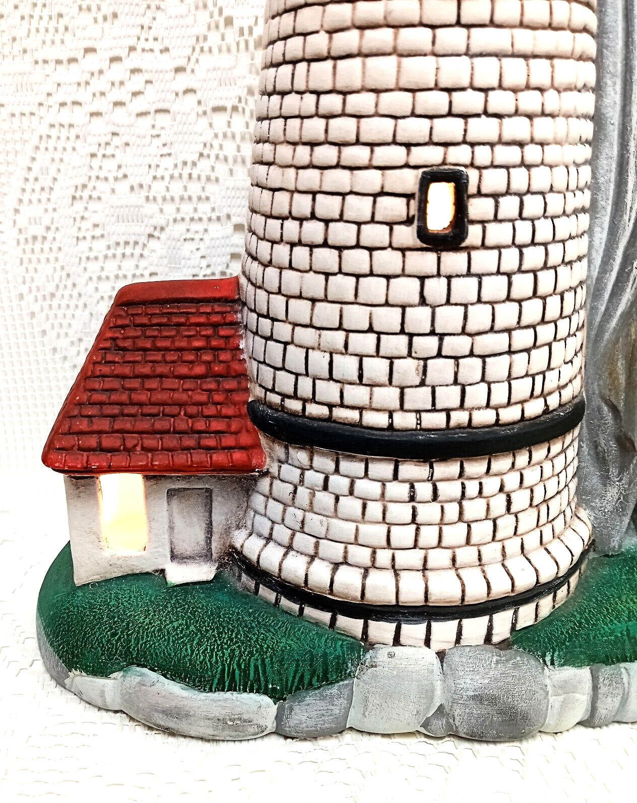 CERAMIC Lighthouse WELCOME LAMP LIGHT Nautical PATIO Porch LANAI 18″ HANDPAINTED