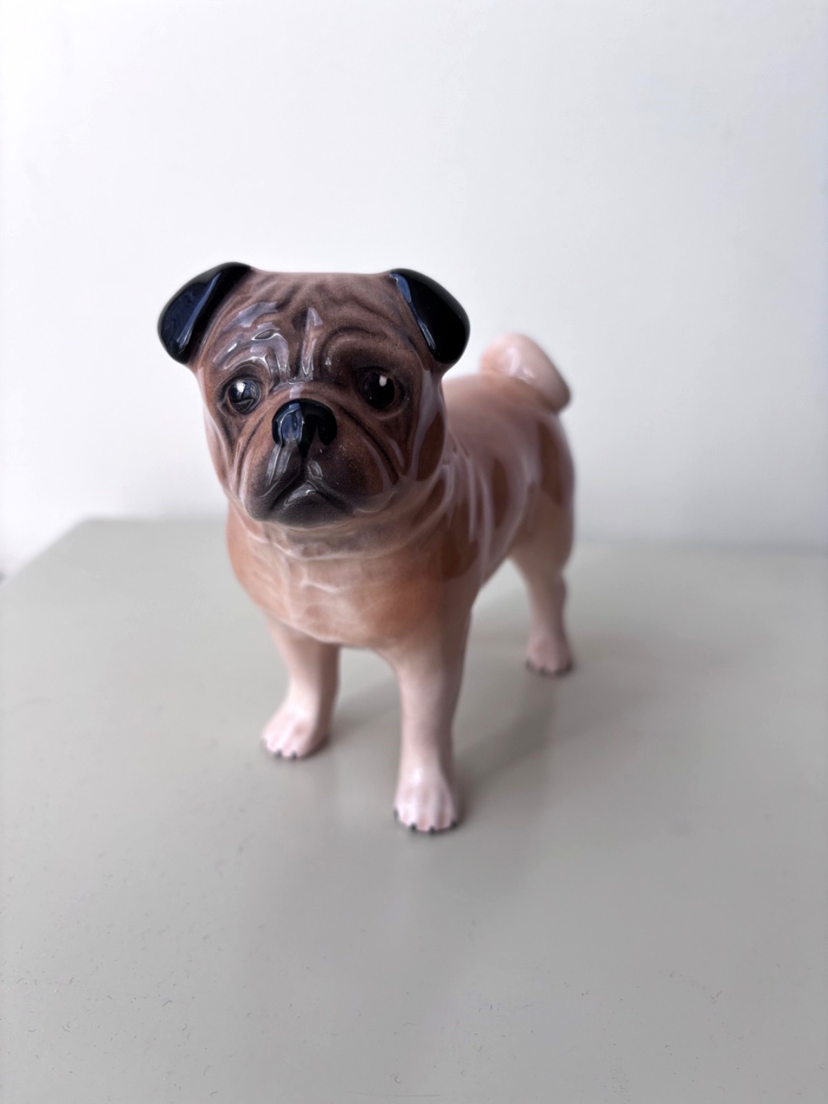 Vintage Porcelain Pug Figurine 5″ x 4.5″ Made in England