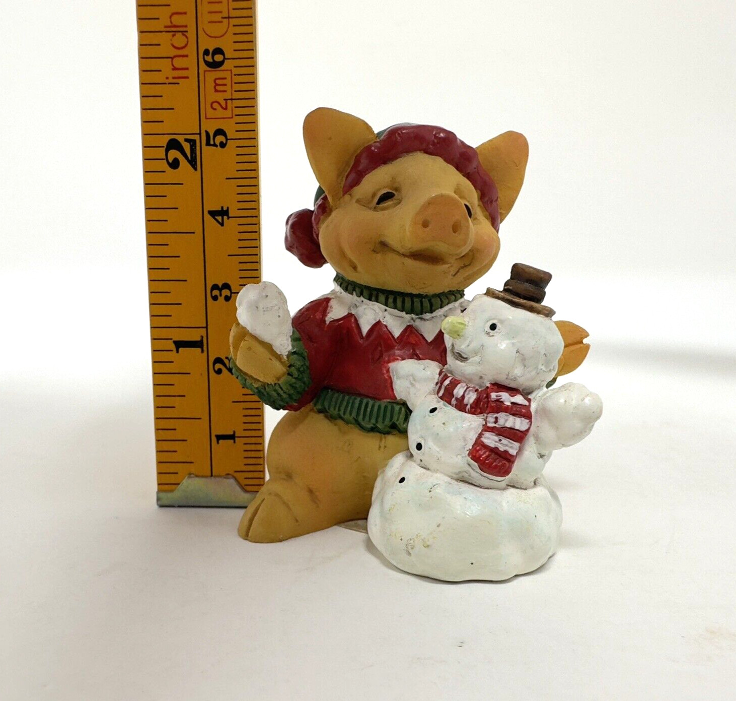 Vintage Ganz Pigsville LET IT SNOW Pig Figurine Piglet MX1373 Winter 1993
