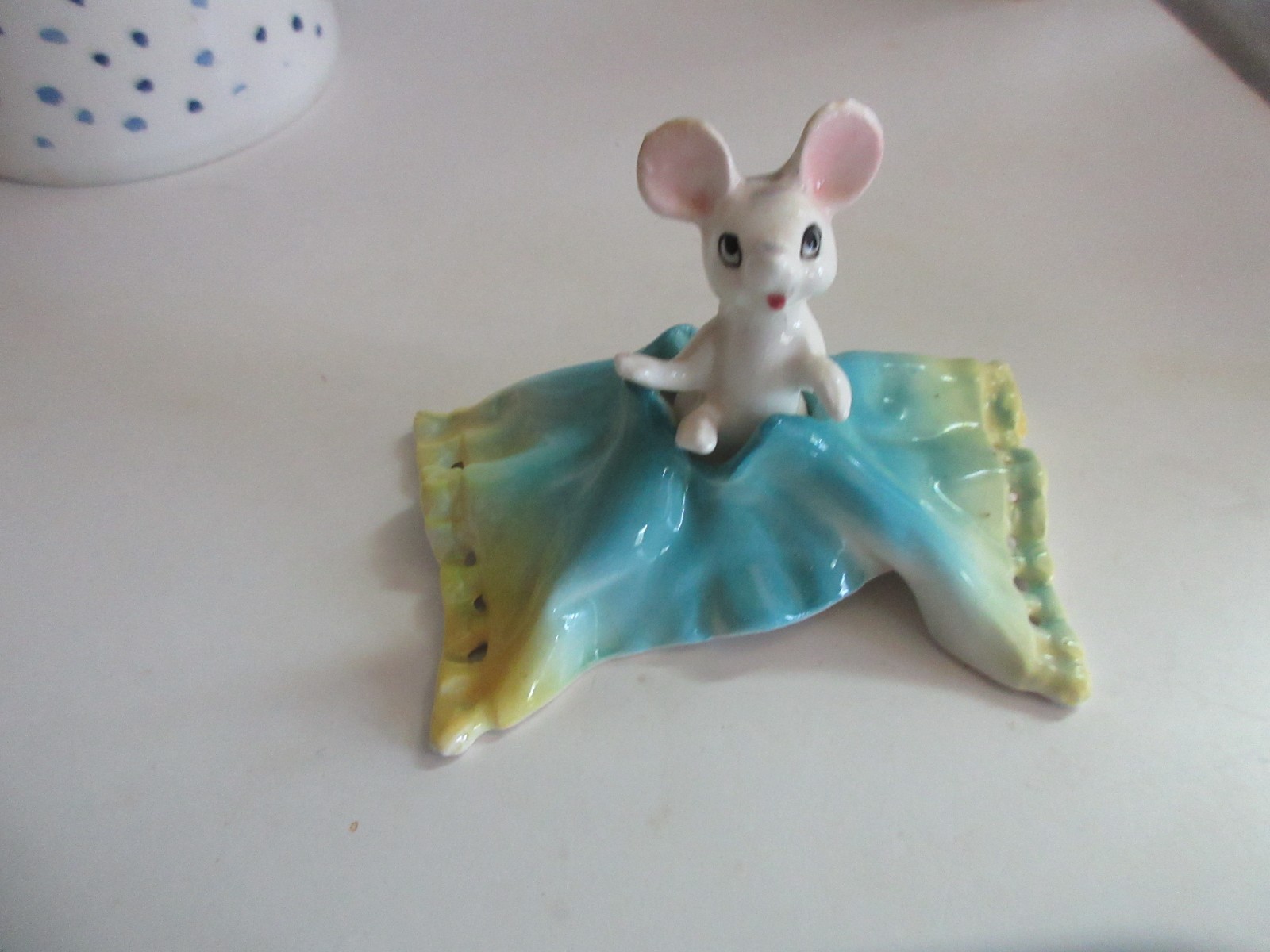 Vintage Mouse Mice with rug or blanket Figurine Bone China Japan