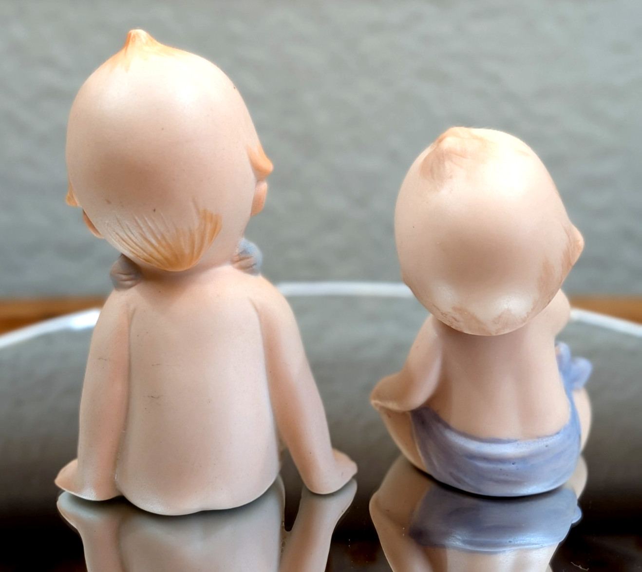 Vintage Lefton Kewpie Bisque Baby Figurines Set 2 Cherubs Miniature Japan 2″ 3″
