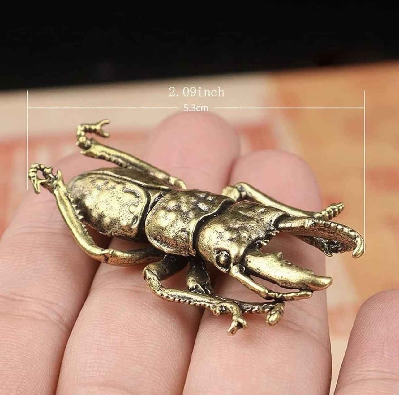 3Pcs Solid Brass Insect Figurine Beetle Statue Home Animal Decor Ornament USA