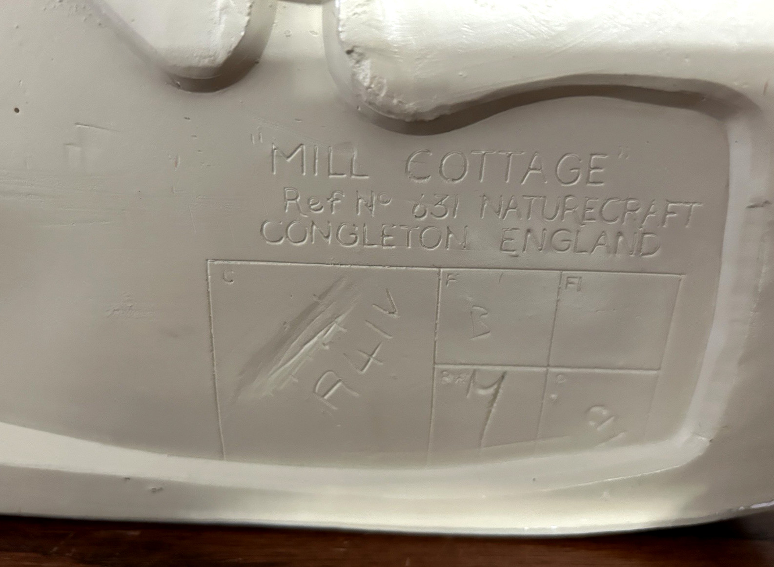 Naturecraft Congleton England “Mill Cottage” No. 631 3D Chalkware Signed Art Vtg