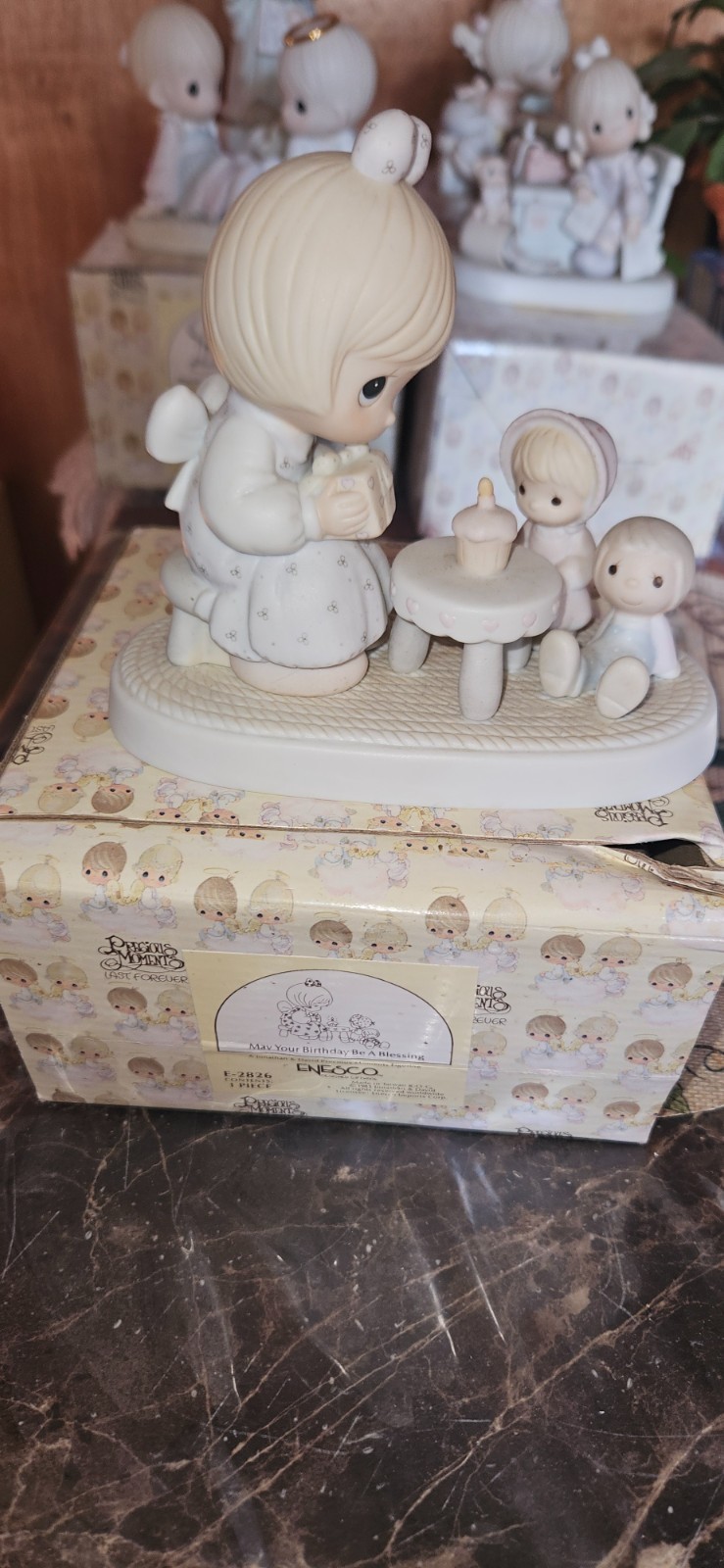 E-2826 PRECIOUS MOMENTS MAY YOUR BIRTHDAY BE A BLESSING PORCELAIN FIGURINE1 983