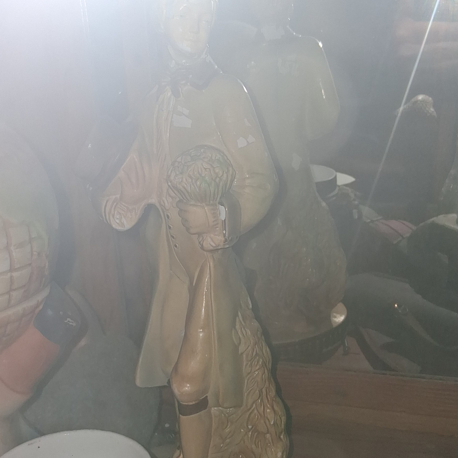 Ceramic Painted Figurine Man Holding Hat and Wheat People Theme Home Decor