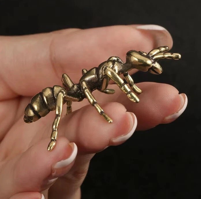 Brass Copper Ant Insect Animal Figurine Mini Statue Table Home Decoration Toy