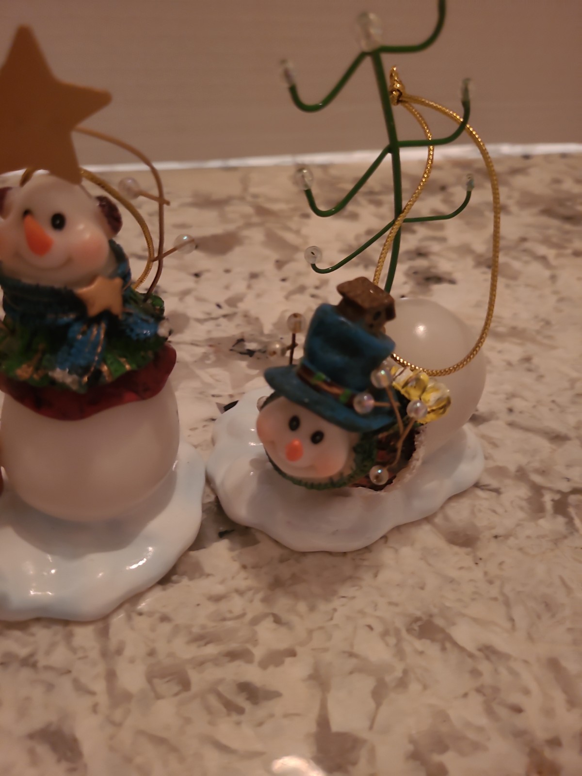3 NEW HOME INTERIORS HOMCO #57096 SNOWMEN SNOW PLAY CHRISTMAS HOLIDAY ORNAMENTS