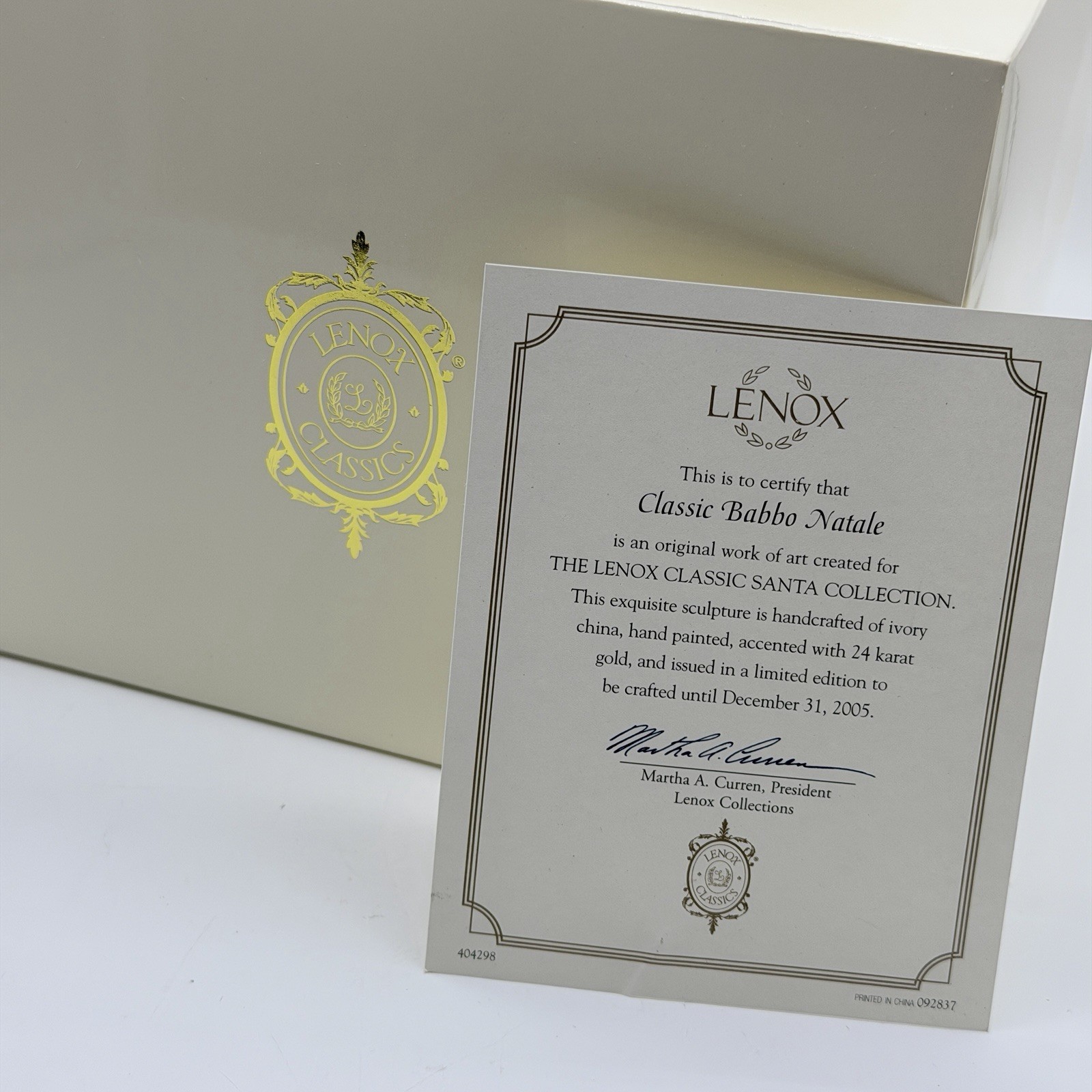 Lenox Classic International Babbo Natale Santa Figurine 24KT Gold COA & Box