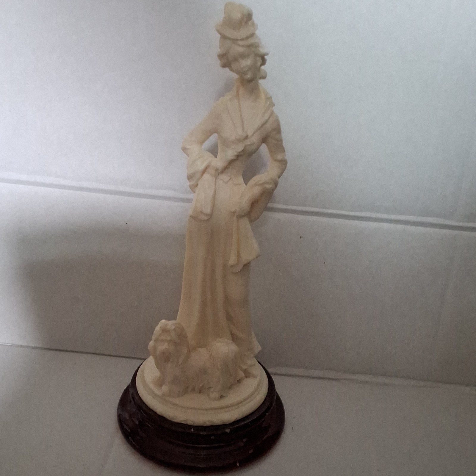 Resin Woman & Dog Figures on Marble base