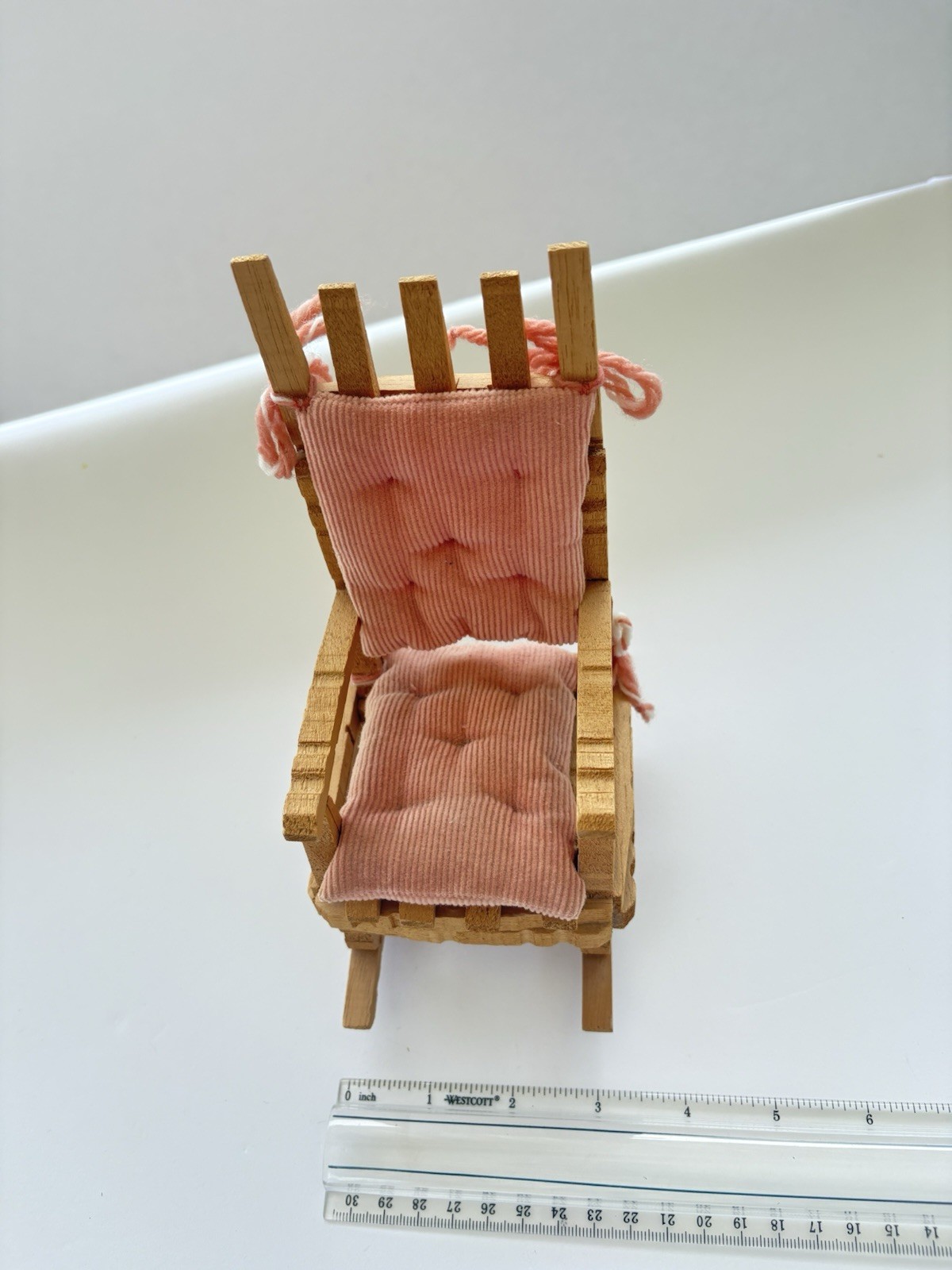 Vintage Miniature Wood Rocking Chair FOLK ART HANDMADE 1:6 Scale