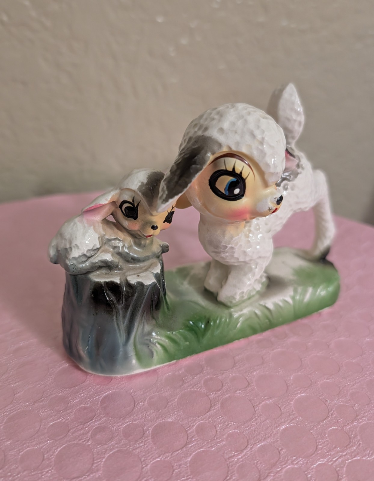 Vintage UCAGCO Japan Anthropomorphic Lamb Figurine Big Eyes Sheep Kitsch 1950s