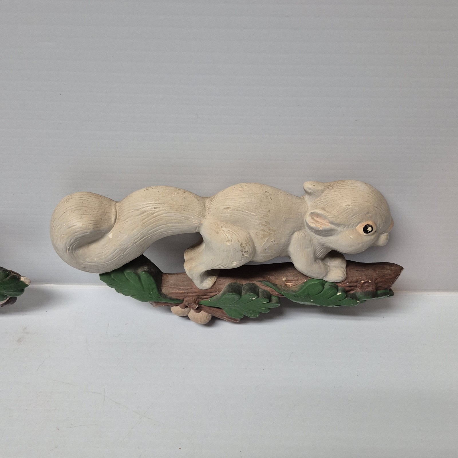 PAIR Vintage Kitschy Chipmunk Squirrel Figurines Set Woodland Chalkware Plaster